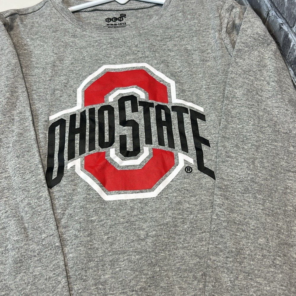 Ohio State Kids Long Sleeve Tee - Gray and Red